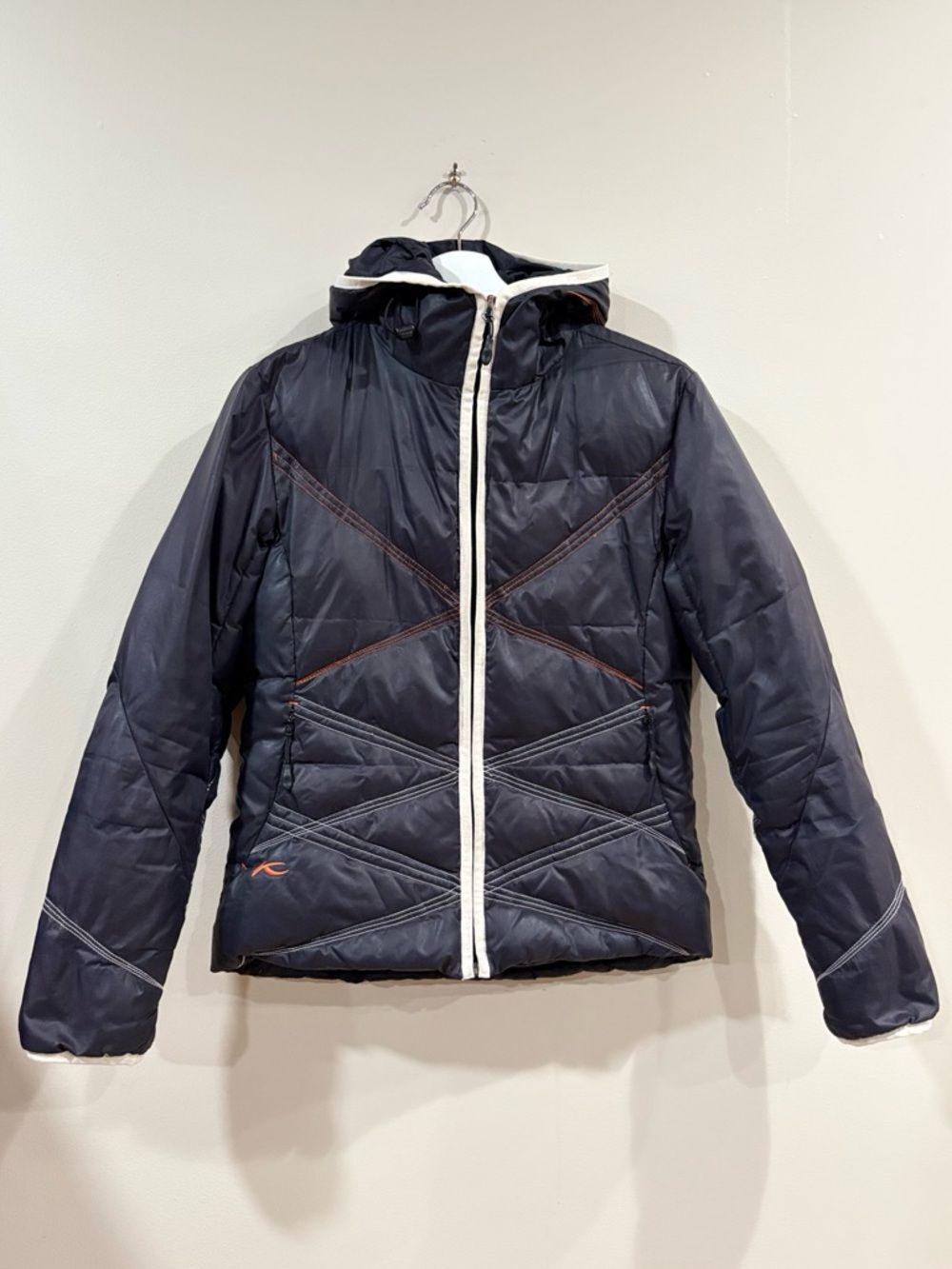 Kjus Down Jacket Women Sz 40/L Black Hooded Puffer Ski Sport Minimalist Gorpcore